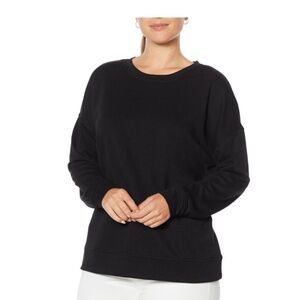 NWT HALSTON Studio French Terry Crew Neck Long Sleeve Sweatshirt Pull Over Med